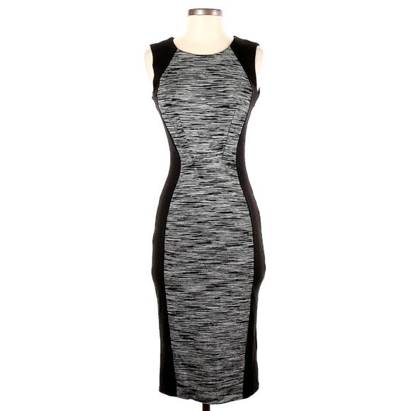 H&M Dresses & Skirts - H&M Women's Dress Sz S Ponte Knit Midi Pencil Sheath Black Gray Sleeveless